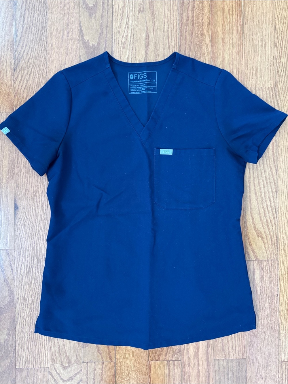 Figs Navy V-Neck Medical Scrub Top